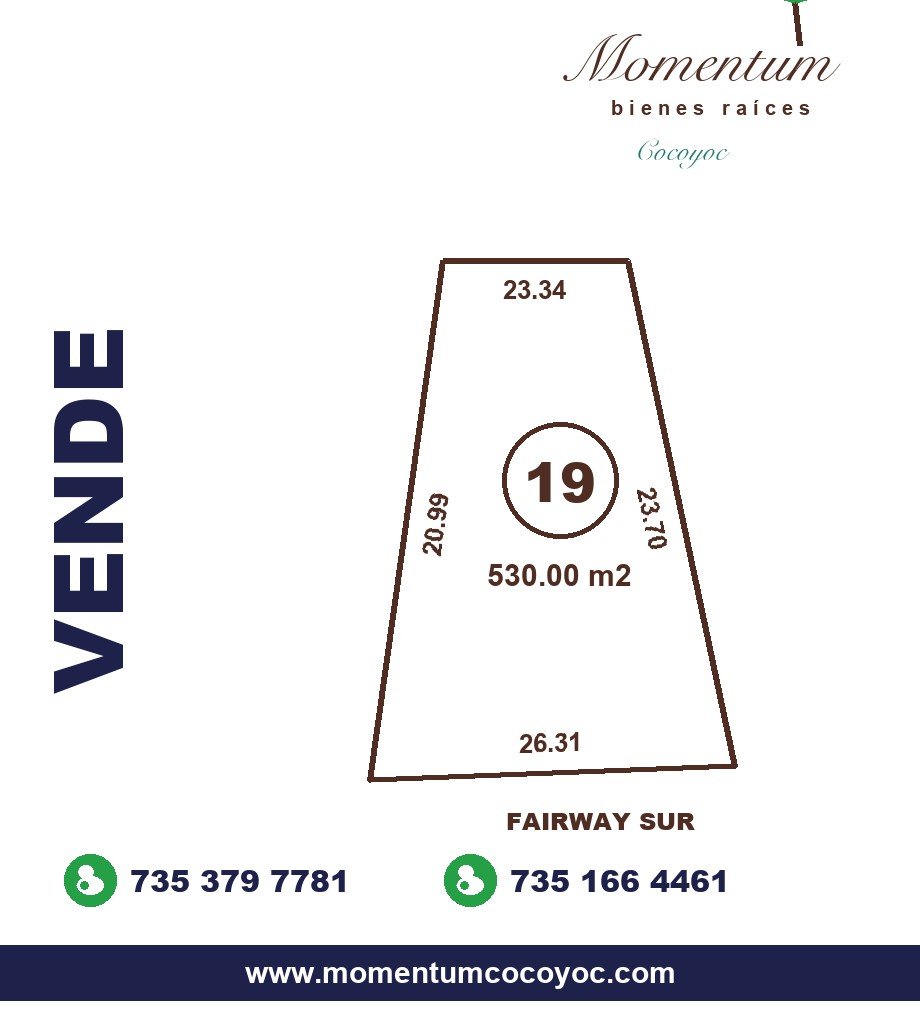 Terreno con vista al campo de golf y club house